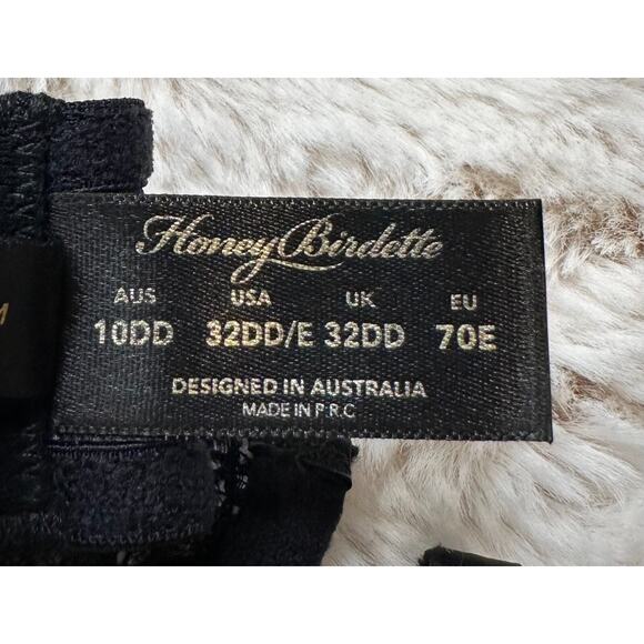 Honey Birdette MAKARA🖤 Black Gold Chain Lace Floral Bra 32DD - Picture 7 of 7